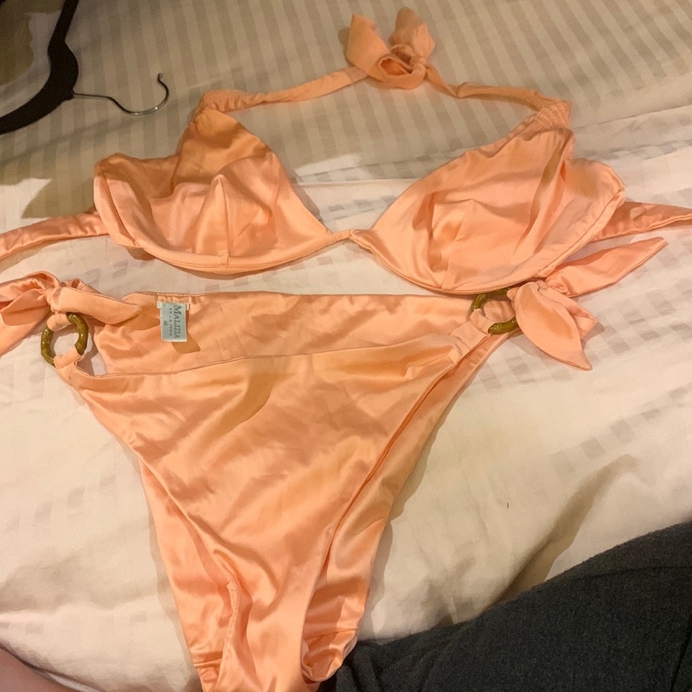 Malizia by La Perla vintage peach silk bikini NWOT EU size 46